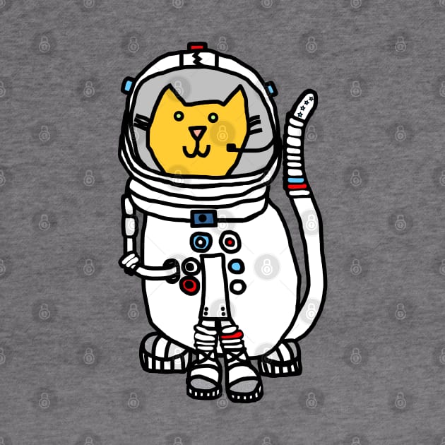 Sci Fi Space Cat Astronaut Captain Yellow Cat by ellenhenryart